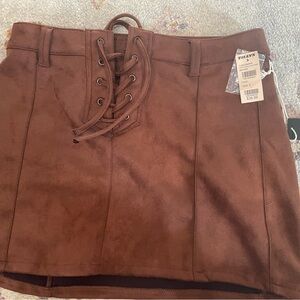 Tilly's Tan Lace-Up Mini Skirt